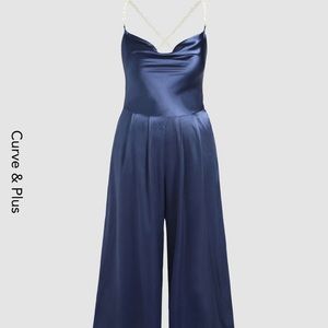 Satin & pearls cowl neck jumper